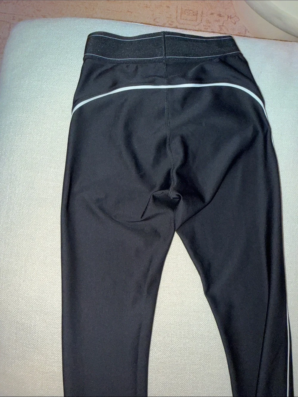 ALO Yoga Black Leggings with White Side Stripe